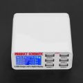 Quick Charge 3.0 6Port USB Fast Charging Dock, Strong Compatibility USB Charger, Multi Port USB Wall Charger, LCD Display ligent IC Auto Detect Tech. 