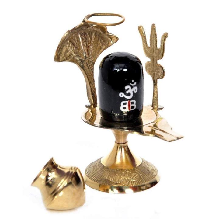 All In One Shivalinga with Plate | Statue | Worship Abhishek Patra with Trishul and Nag Decorative Showpiece for Office Puja Room Religious God Idol Shiva Lingam - Smart Gallery