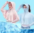 Breathable Sports Cloak Style Long Sleeve Jacket Anti-UV Large Brim Hat Riding Sunscreen Hoodie Cooling Crop Top For Women. 