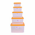 Bagmati Set Of 5 Square Plastic Container | Multipurpose Transparent Plastic Container With Air Tight Lid - 5 Pcs. 