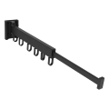 Folding Clothes Hanger Wall Mount Retractable Cloth Drying Black C. 