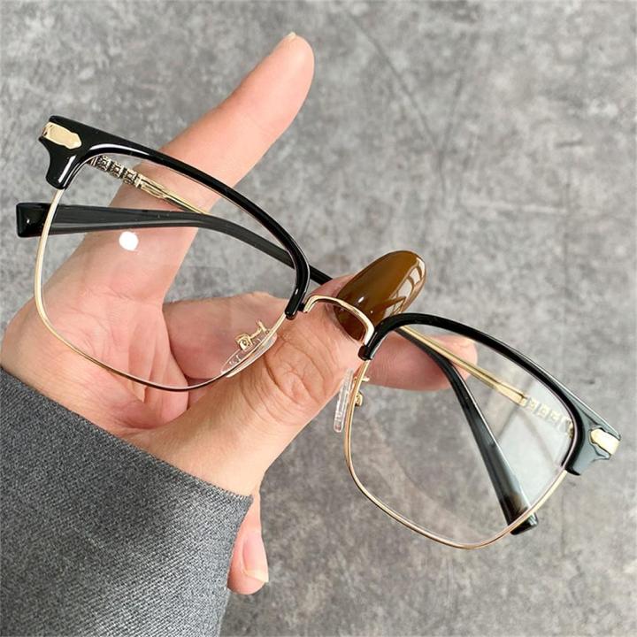 Metal Frame Blue Light Glasses Lens Square Frame Vintage Eyeglasses