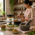 Nityagro Pure Stone-Pressed Coriander Powder (Dhiki-Jato ko Dhaniya ko Dhulo) - 100% Aromatic Ground Coriander - 400gm. 