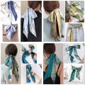 Retro Floral Headband Oil Painting Chinese Style Hair Ribbon Scarf Ribbon Neck Tie. 