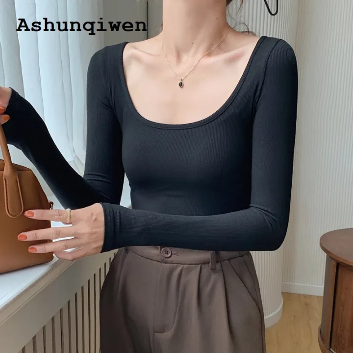 Ashunqiwen%20Profesional%20High%20Elastic%20Thread%20Cotton%202024%20Autumn%20New%20Inner%20Wear%20Bottoming%20Shirt%20Women's%20Long%20Sleeve%20Tight%20T%20T-shirt%20Spicy%20Slimming%20Top%20-%20Image%208