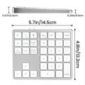 ARELENE 2.4G Bluetooth Number Pad Ultra-Thin Wireless Numpad USB Rechargeable Numeric Keypad for IOS Android Window White. 