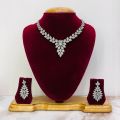 Premium Quality Silver Plated AD Necklace Set For Women. 
