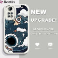 Jizetin for Redmi Note 11 / Note 11S Back Cover Cloud Astronaut PU Leather For Girls Boys Soft Phone Case. 