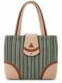 Handmade Cotton & Faux Leather Women's Shoulder Bag with Zipper & 4 Compartments - Made in Nepal. 
