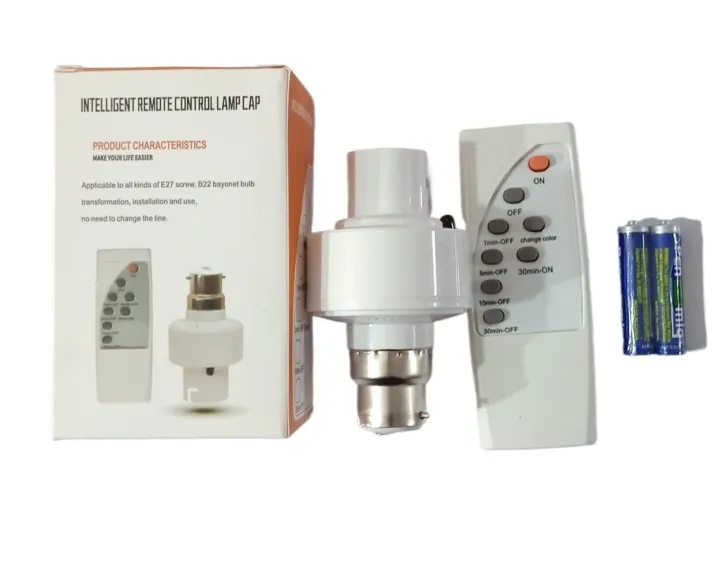 Wireless Remote Control B22 Light Socket with Remote Control, On-Off ...