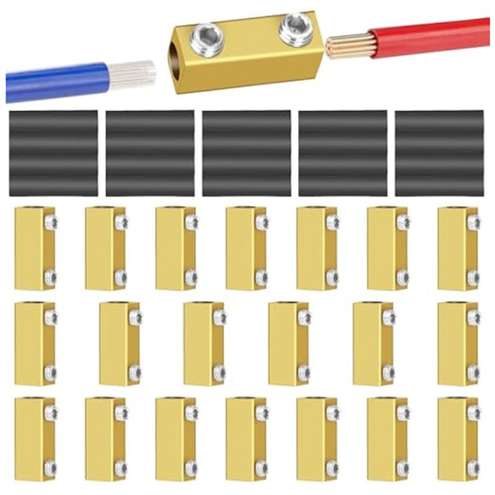 10-Pack 10AWG Wire Connector Nut Kit – 60Amp Quick Splice Terminals With Shrink Tubes & Screws, Brass, For Household Appliances