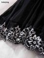 Sutuiying Sales promotion Contrast Lace Ruffle Trim Lingerie Sets Deep V Slip Babydoll Dress Thong Women's Lingerie Underwear. 