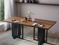 6 Seater Dining Table with Metal Base and Laminated Top. 