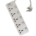 KOHINOOR KN-215 Power Extension Multiplug – 5 Sockets with Individual Switches, 3m Cable, 16A/4000W, Surge Protection, Type D Plug for Home & Office. 