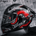 Vega Bolt Octopus Black Red Single Visor Helmet | VEGA Octopus Printed DOT & ISI Approved Protective Helmet. 