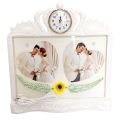 Kissing Swan Dual Photo Frame with Led Lights and Clock. 
