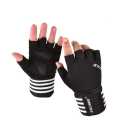 SND Black/White Gym Gloves With Elastic Wrist Support. 