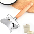 Stainless Steel Dumpling Wrapper Dough Cutter Circle Roller Mold Making Tool With Wooden Handle. 