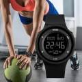 SKMEI 1445 Countdown Electronic Silicone LED Digital Sport Unisex Watch - Black. 