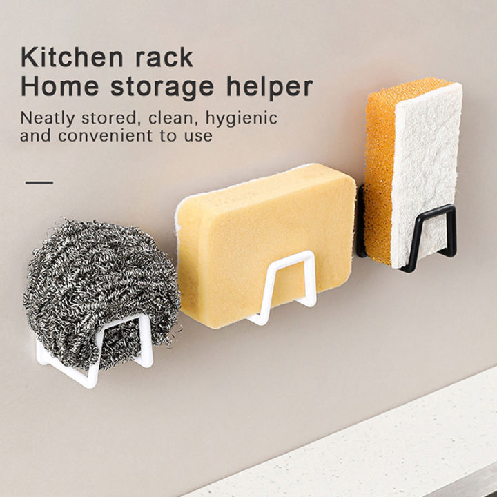 Kitchen Sponges Holder Rack Stainless Steel Adhesive Sink Sponges Drying Rack Wall Storage Holder Kitchen Organizer Hook Netiie