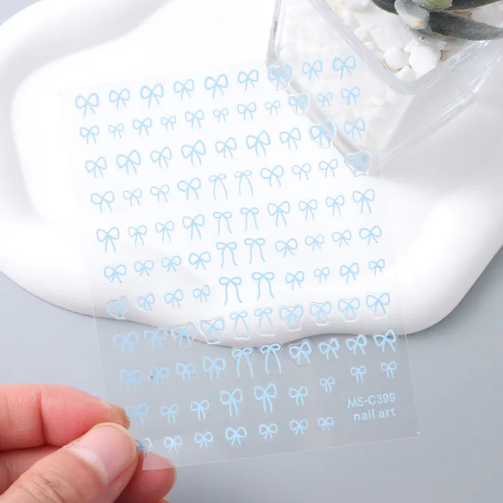 Shining%20White%20Ribbon%20Bow%20Nail%20Stickers%203d%20Nail%20Art%20Design%20Decoration%20Decals%20Ribbon%20Bow%20Diy%20Manicure%20Stickers%20-%20Image%206