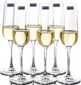 Set of 6 Glass Champagne Flute Wine Glasses  200 ml Long Steam Lead Free Wine Glass. 