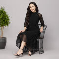 one piece for Women girls Fit Flare Black color Mandarin Collar western wear dress for all occasion casual party wear. 