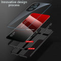 Biruiqu For Honor 200 Pro Shockproof Gradient Tempered Glass Back Soft Silicone Edge Case Cover. 