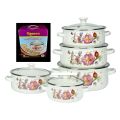 Indian 5 Pcs Ruibeitu Set of Casserol Dinner Serving Set With Ceramic Floral Coating. 