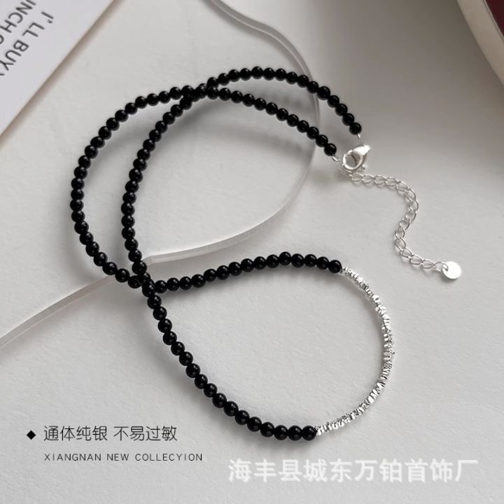 Simple%20and%20versatile,%20S925%20sterling%20silver%20crushed%20silver,%20black%20onyx%20beaded%20necklace,%20unique%20personality,%20niche%20design,%20clavicle%20chain%20-%20Image%207