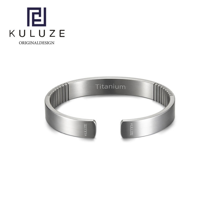 KULUZE Original Titanium wristband 100% Pure titanium Golf Athletic Bracelet Men Women C-Shaped cuff Bangle Bracelet fashionGift