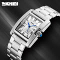 SKMEI 1284 Women Watch Fashionable Rectangle Dial Roman Numeric Index Design Stainless Steel Analog - Silver. 