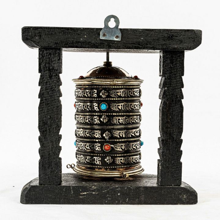 Saru%20Handicraft%20/%20Black%20Buddhist%20Prayer%20Wheel%20(Single)%20/%20Prayer%20Wheel%20-%20Image%204