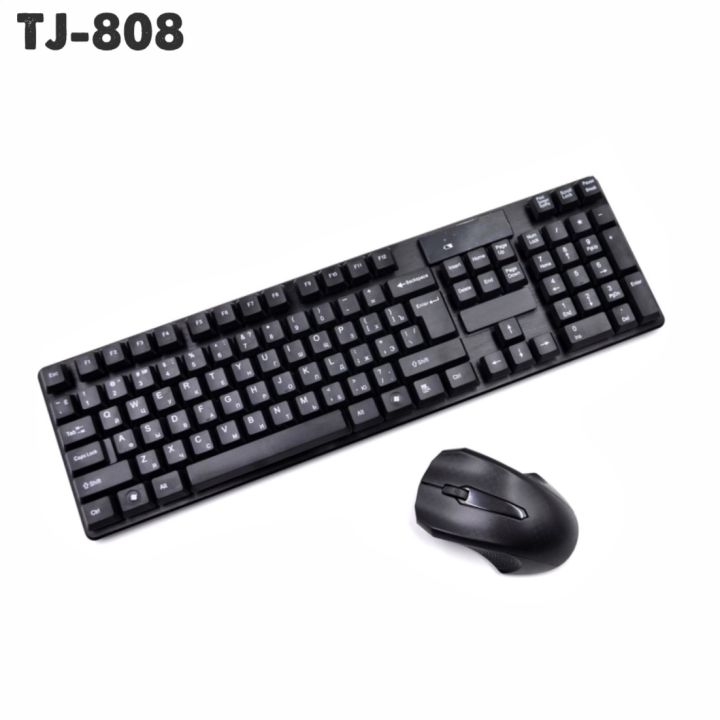 TJ-808 2.4G Keyboard and Mouse Suit Wireless Keyboard and Mouse - Black