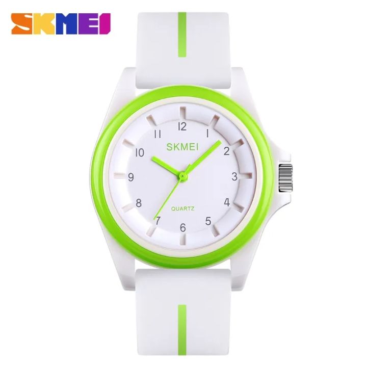 SKMEI%201578%20Men%20Watch%20Simple%20Numeric%20Round%20Dial%20Analog%20Silicone%20Strap%20-%20White/Green%20-%20Image%203