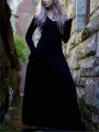 Vintage Victorian Gothic Witch Cosplay Black Dress Medieval Costume Long Sleeve Renaissance Palace Vampire Halloween Dress. 