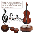 Violin Music Box Mini Vintage Musical Box with Rotating Base, Instrument Crafts Model. 