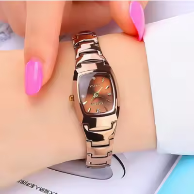 Luxury Coffee Ladies Watch For Women Waterproof Quartz Wrist Watch With Stainless Steel Strap 30M Water Resistance