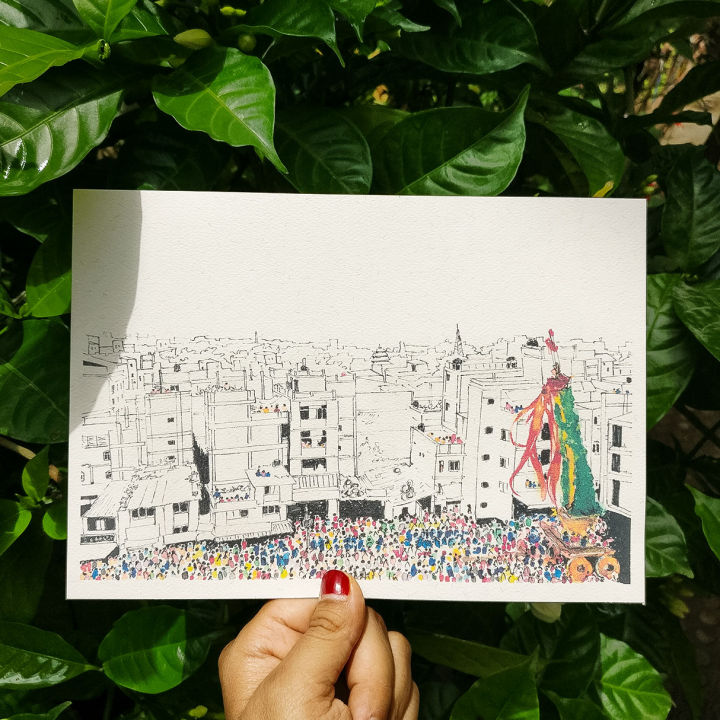 Nibhaa 'Machindranath Jatra' Art Print Size A5