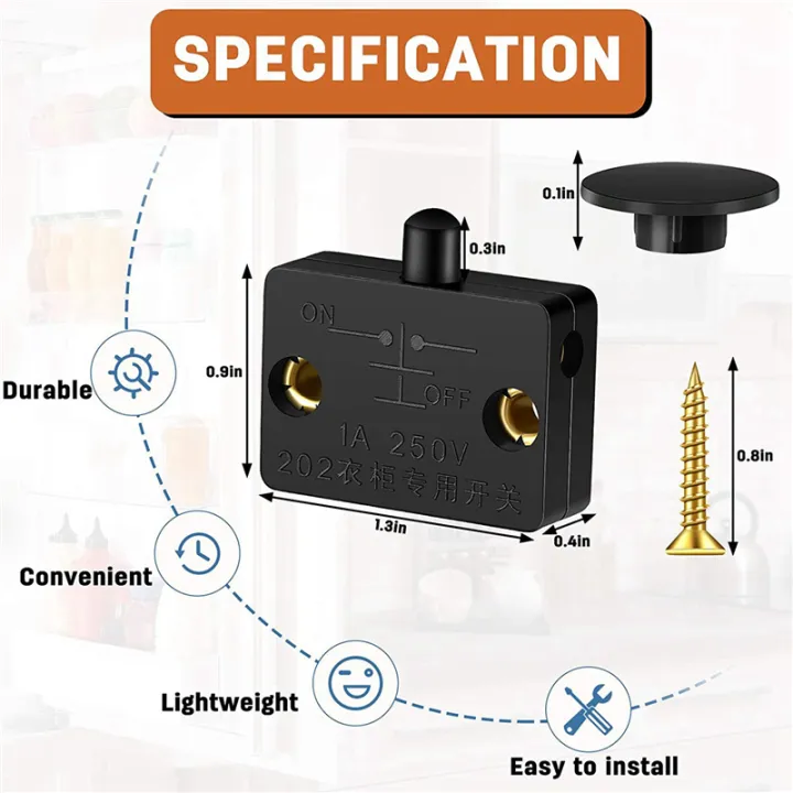 16%20Pieces%20Cabinet%20Lamp%20Switch%20Automatic%20Door%20Switch%20Contact%20Switch%20for%20Wardrobe%20Applicable%20to%2012V%2024V%20110V(Black)%20-%20Image%202