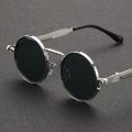 ZOO Shades Round Sliver Metal Frame Spring Ponk Sunglasses For Men. 