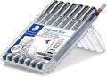 Staedtler Pigment Liner Fineliner Pens - Black 7+1 Mechanical Pencil 0.5 Set. 