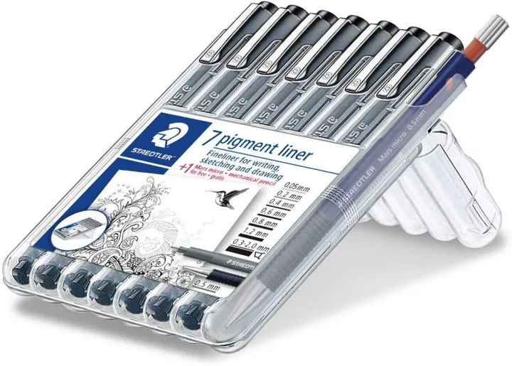 Staedtler%20Pigment%20Liner%20Fineliner%20Pens%20-%20Black%207+1%20Mechanical%20Pencil%200.5%20Set%20-%20Image%203