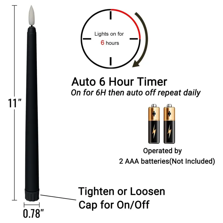 Black%20Cone%20Flameless%20Candles%2011%20Inches%20(About%2027.9%20Cm)%206,%20Battery%20Powered%20Timing%20Setting%20-%20Image%208