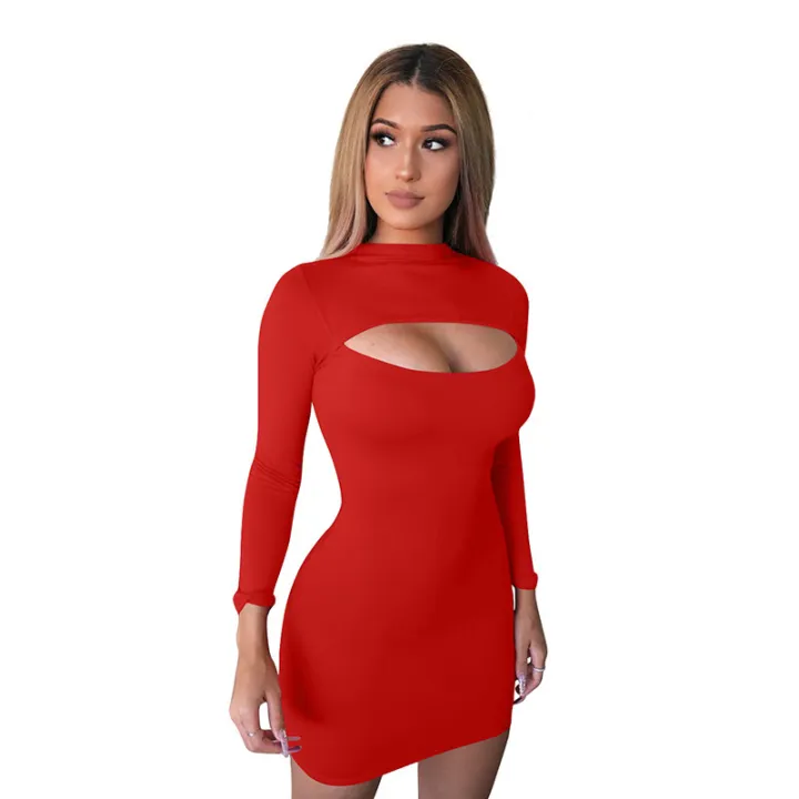 Dress%20For%20Women%20All-Season%20Cotton%20Rib%20Bodycon%20Full%20Sleeve%20Casual%20Style%20Multiple%20Colors%20-%20Image%203