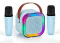 K12 Colorful Bluetooth Speaker With 2 Pcs Karaoke Mic System For Home Singing Magic Ai Voice. 