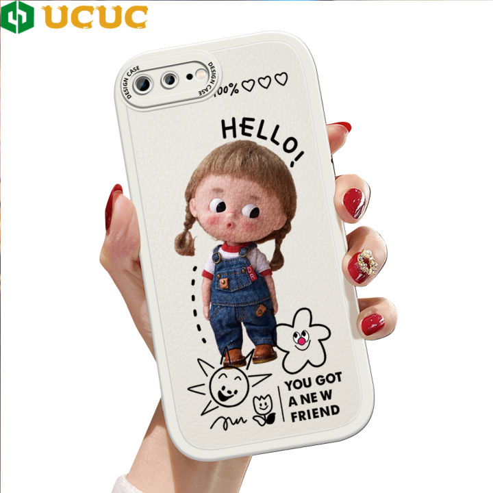 UCUC for iPhone 7 Plus / iPhone 8 Plus Back Cover Little Girl Soft PU Leather Phone Cases