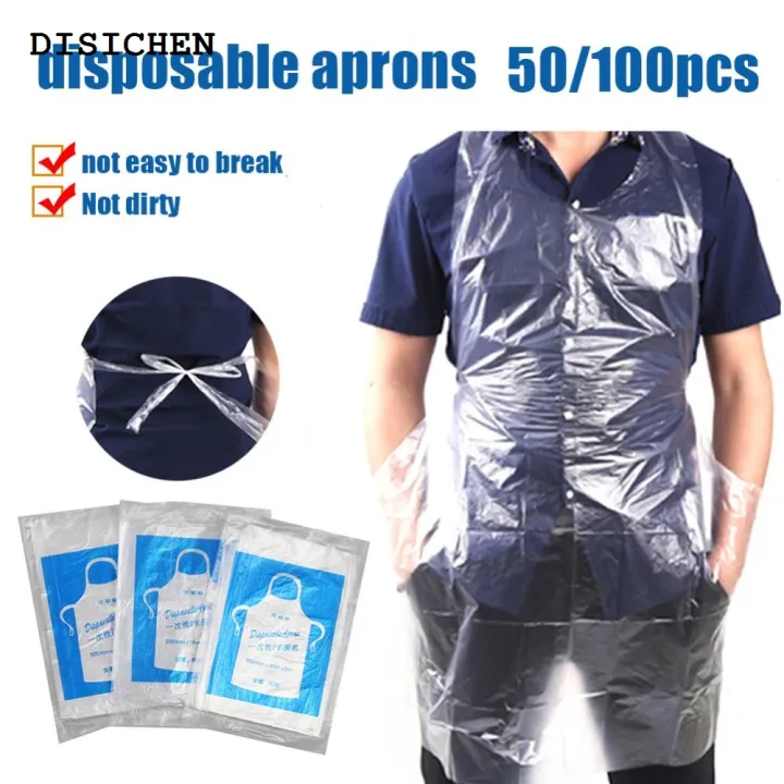 DISICHEN%20Fashion%20Apron%2050/100Pcs%20Kids%20Adults%20Plastic%20Disposable%20Anti%20Oil%20Stain%20Cooking%20Painting%20Apron%20-%20Image%206