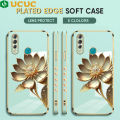 UCUC for Vivo Z1 Pro / Z5X Back Cover + Free Lanyard Gold Lotus Luxury 6D Plating Soft Silicone Phone Case. 