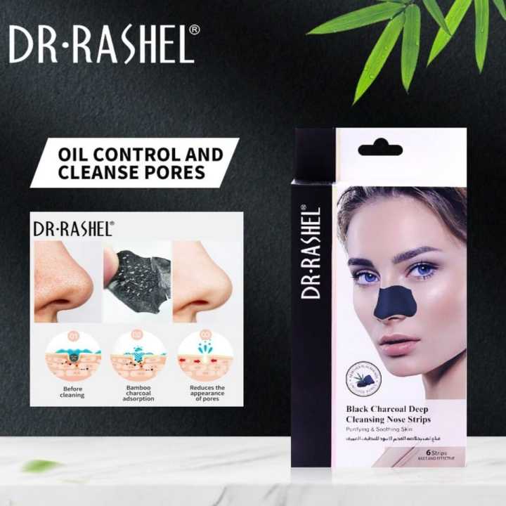 Dr. Rashel Black Charcoal Deep Cleansing Blackheads Remover Nose Strips Face Mask (6 Strips)